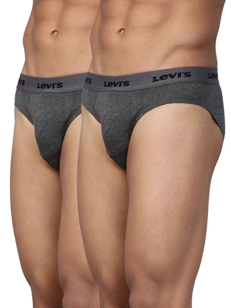 Levi's 009 Men's Neo Brief | Contoured Double Pouch | Pack of 2 | D. Grey Mel,D. Grey Mel | S