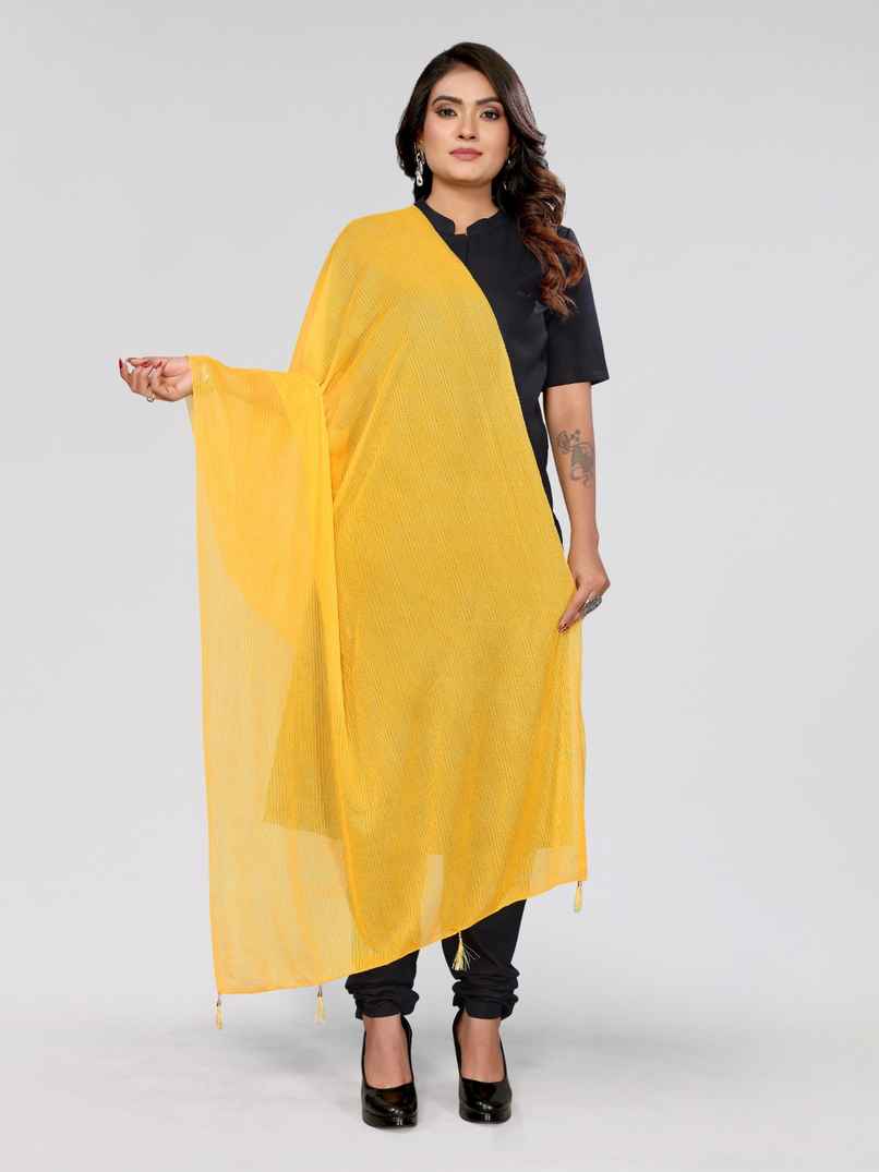 FABFLICK Lycra Made Plain Solid Women's Dupatta With Tassels | Yellow FABFLICK Lycra Made Plain Solid Women's Dupatta With Tassels | Yellow