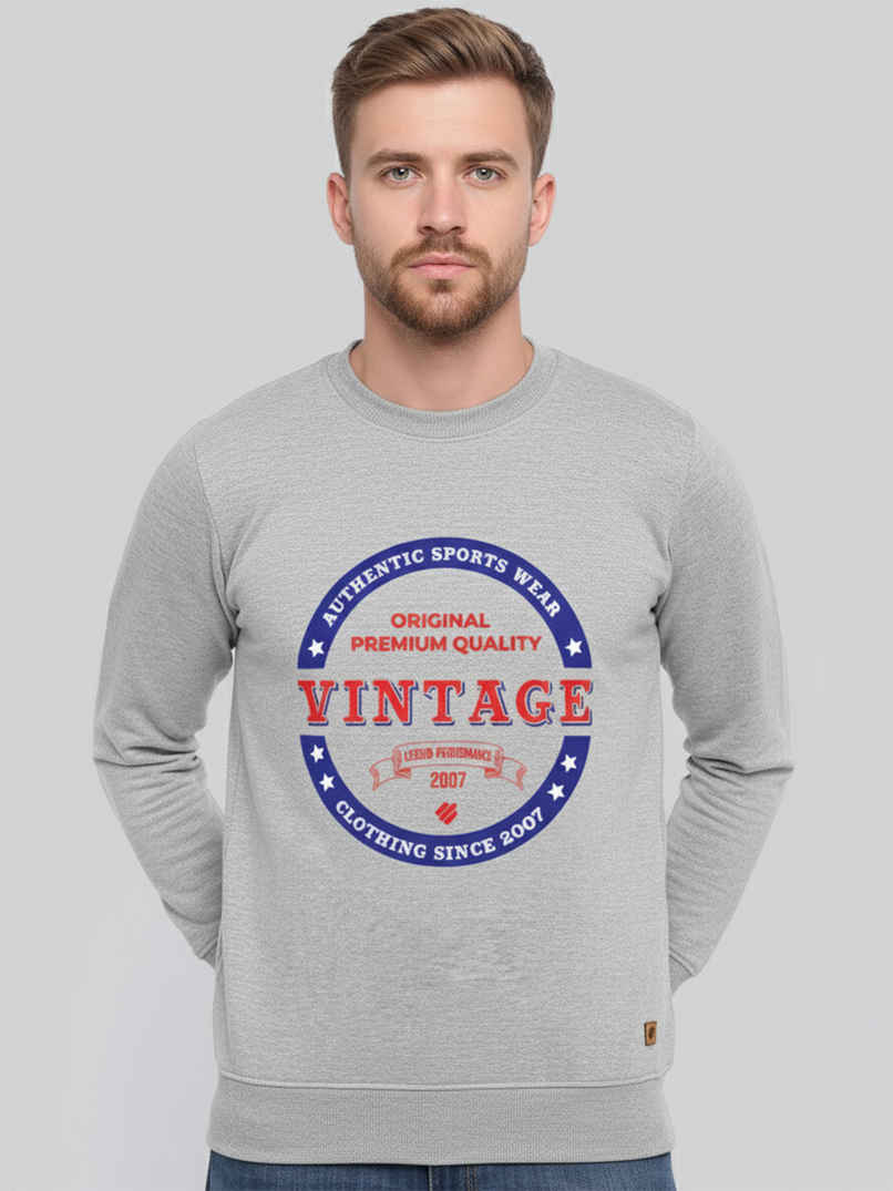 Onn Men's Ultra-Soft Printed Sweatshirt | Grey Melange - L Onn Men's Ultra-Soft Printed Sweatshirt | Grey Melange - L