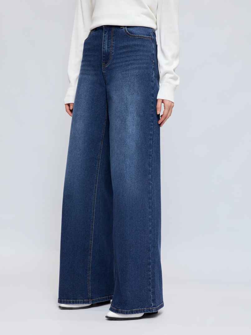 Aadvi Fashion Women's Baggy Fit Heavy Fade Wide Leg Jeans | Dark Blue | 28 Aadvi Fashion Women's Baggy Fit Heavy Fade Wide Leg Jeans | Dark Blue | 28