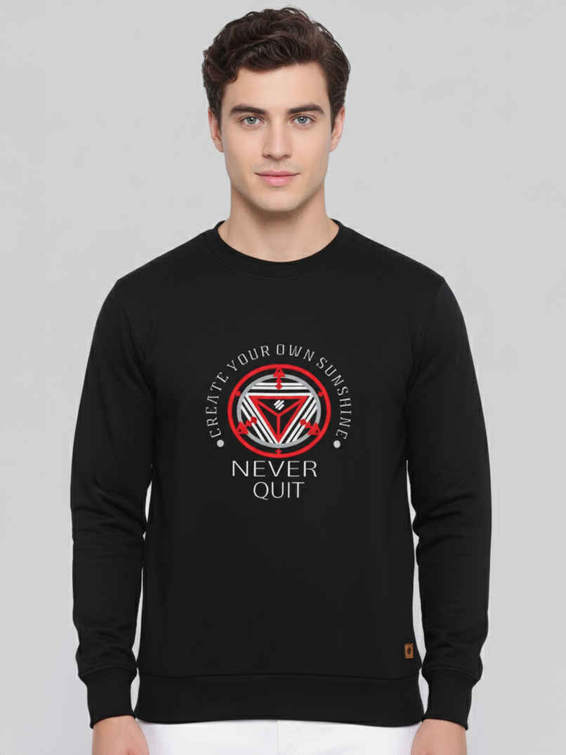 Onn Men's Ultra-Soft Printed Sweatshirt | Black - M