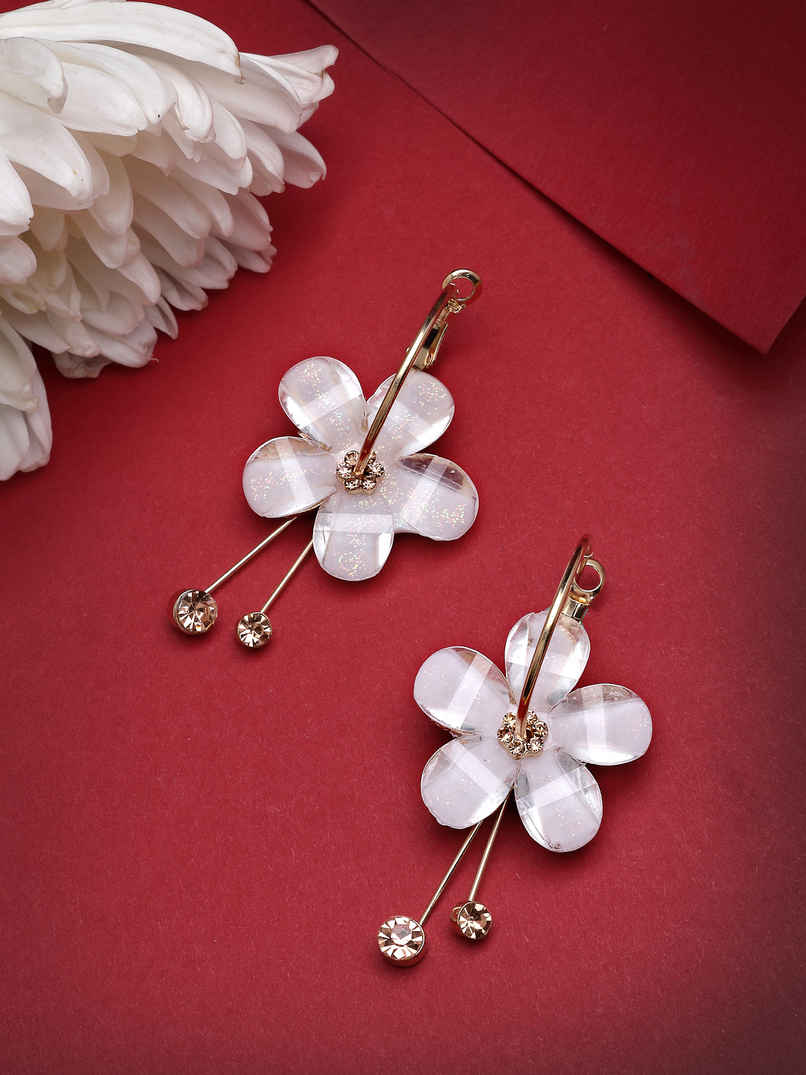 Scintillare By Sukkhi Golden Florally your Earring Crystal Stone Dangle Drop Hoop Earring For Women