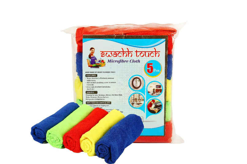 Swachh Touch Microfiber Cleaning Cloths | Multipurpose Use | 5 pcs - 40x40 cm - 340 GSM