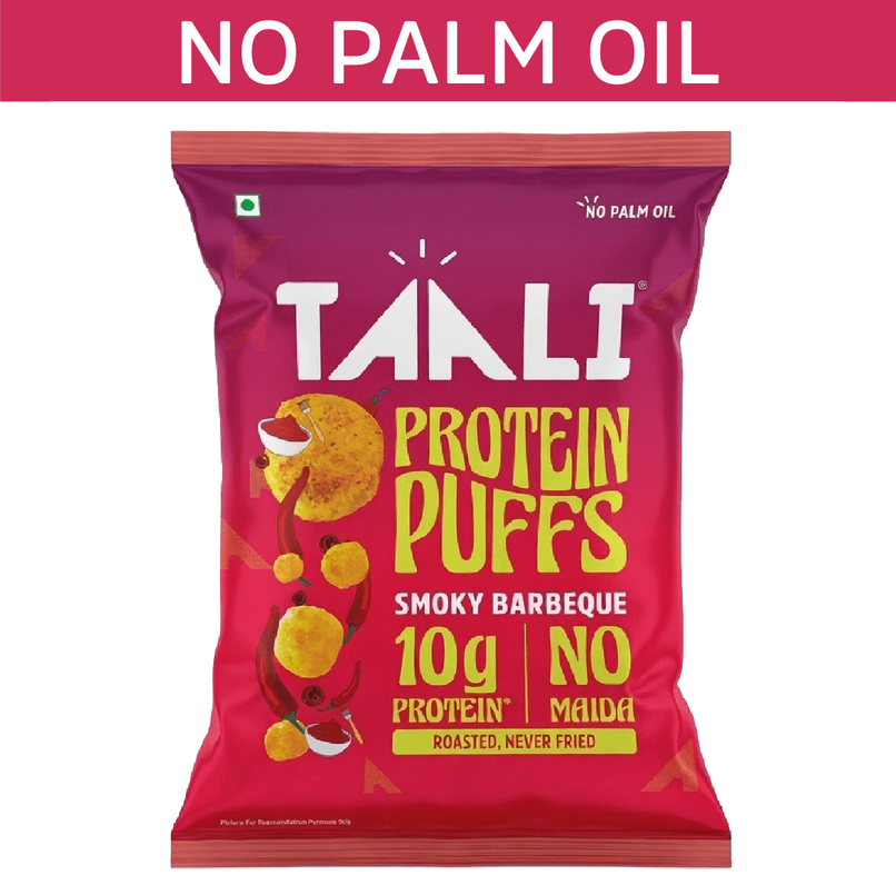 Taali Protein Puffs | Smoky Barbeque Snack, Roasted, Corn & Jowar Puff, No Maida