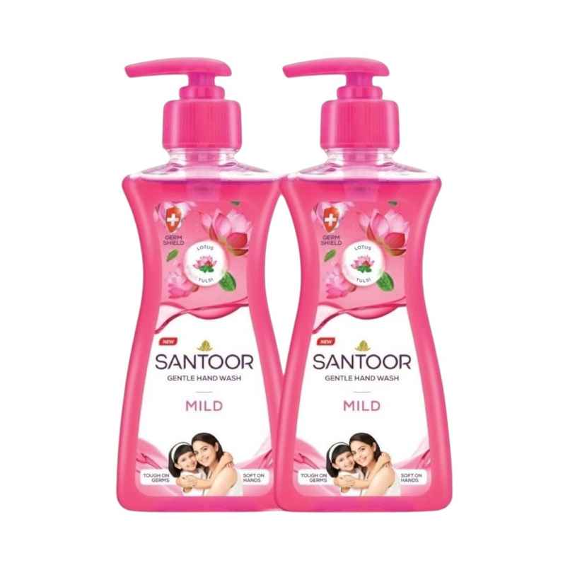 Santoor Mild Gentle Anti-Bacterial Hand Wash With Natural Goodness of Lotus and Tulsi