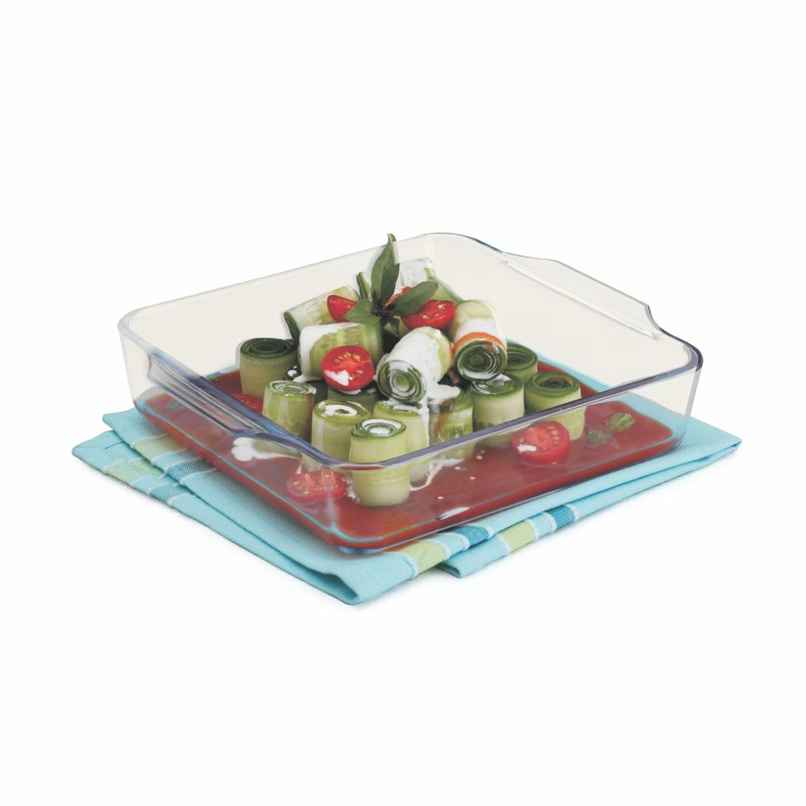 Signoraware Bake N Serve Square Dish | 500 ml | Clear | Glass Baking Dish, Oven Safe Dish