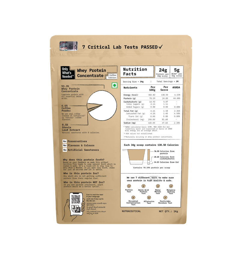 Only What's Needed 24g Whey Protein Concentrate | Coffee Edition