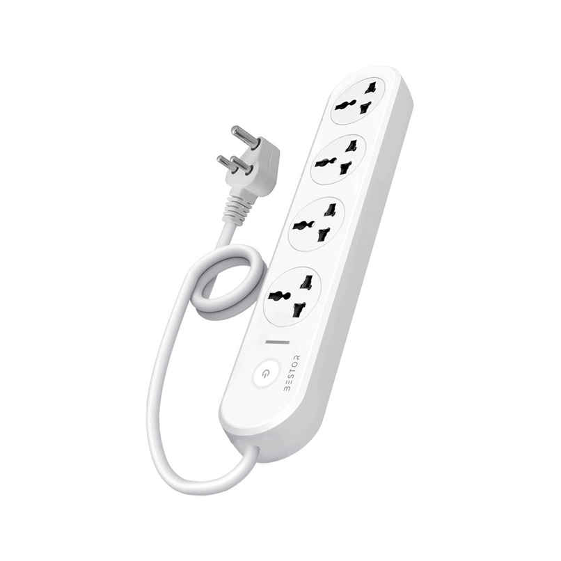 Bestor VoltEdge Extension Board 1500W Power Converter with 4 Universal Sockets, 1.5M Cord, Master Switch, LED Indicator, Child Safety Shutter, 3-Pin Multi Plug for Home Appliances - White