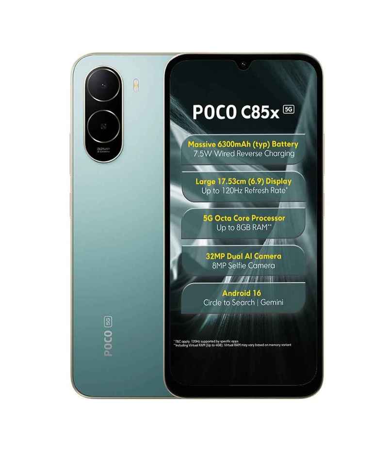 POCO C85X | 4 GB RAM | 64 GB Storage | 6.9 inch Display | 5G | Emerald Green POCO C85X | 4 GB RAM | 64 GB Storage | 6.9 inch Display | 5G | Emerald Green