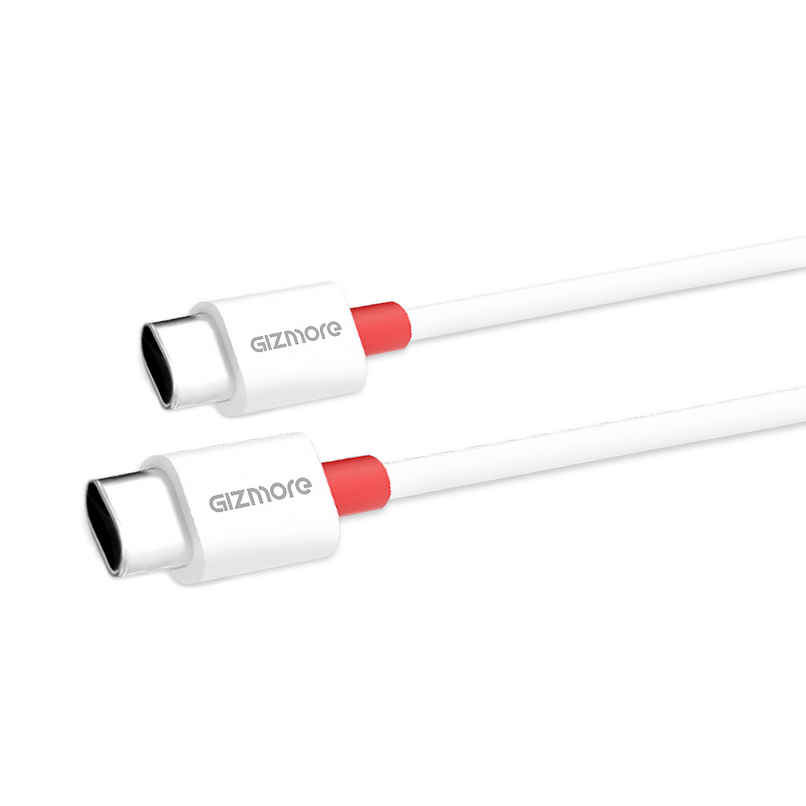 Gizmore WCC156 Type-C to Type-C 65W Fast Charging Cable, 480Mbps Data Transfer Speed, Compatible with Smartphones & All Type-C Devices - White