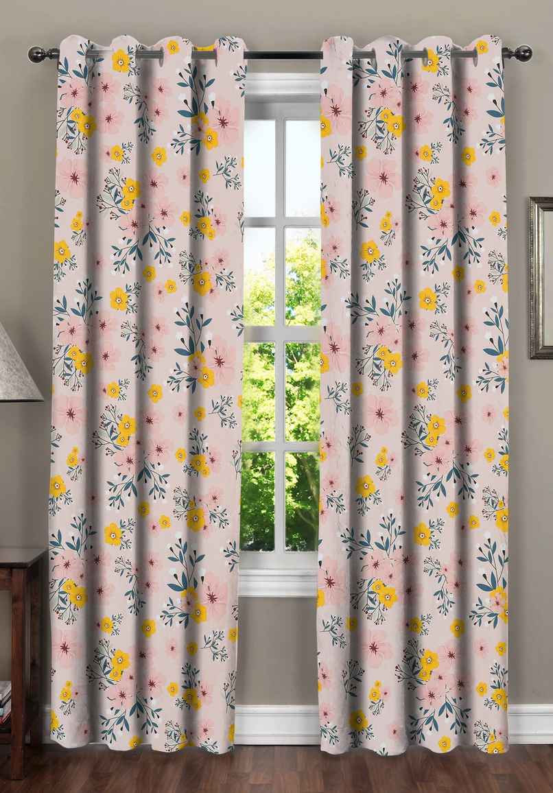 BAY6 Polyester Long Door Curtains - Set of 2 - (8x4 ft) - Peach