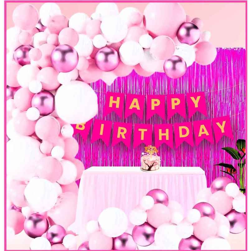 Birthday Decoration Kit Pink and White | Let's Vybe