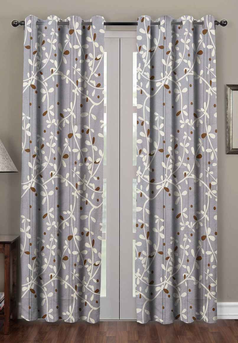 BAY6 Polyester Long Door Curtains - Set of 2 - (8x4 ft) - Grey