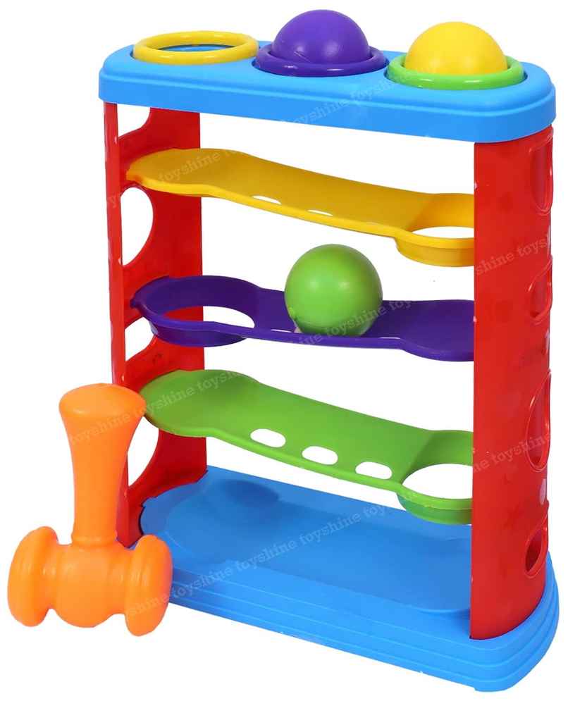 Toyshine Ramp Race Slope Rolling Hammer Toy Set With 3 Balls For Kids Pound Toyshine Ramp Race Slope Rolling Hammer Toy Set With 3 Balls For Kids Pound