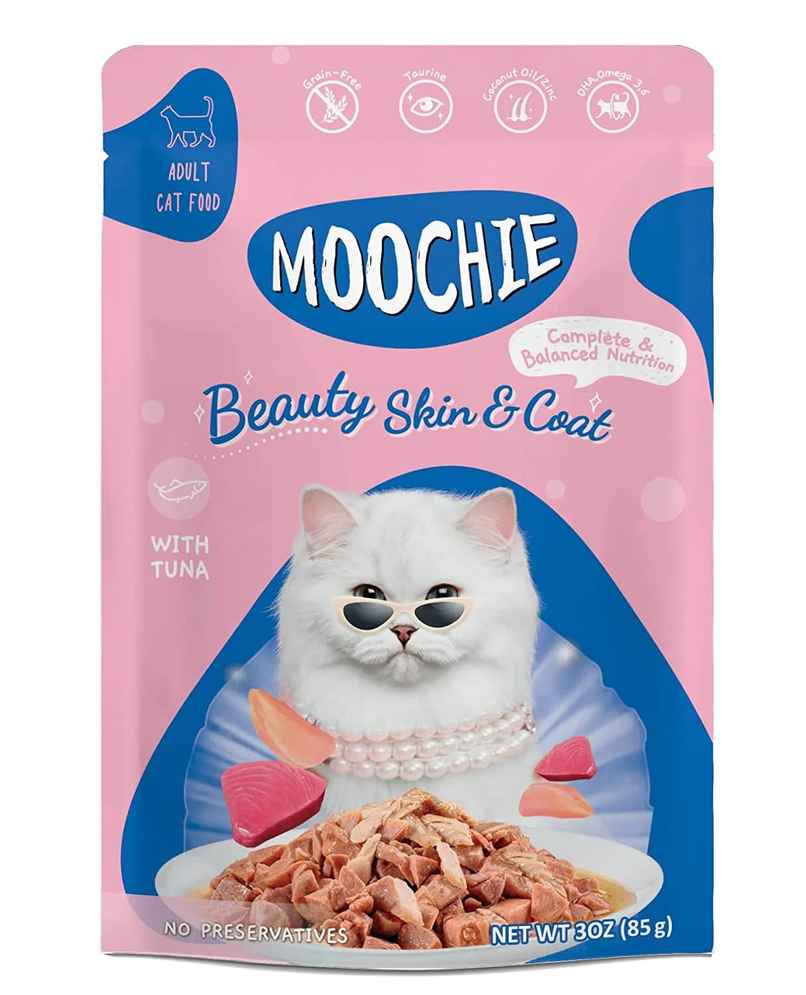 Moochie Cat Wet Food - Beauty Skin - Mince With Tuna Gravy | Grain-Free & No Preservative