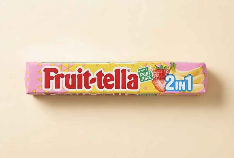 Fruit-Tella 2 In 1 Strawberry & Banana Flavour Chewy Candy