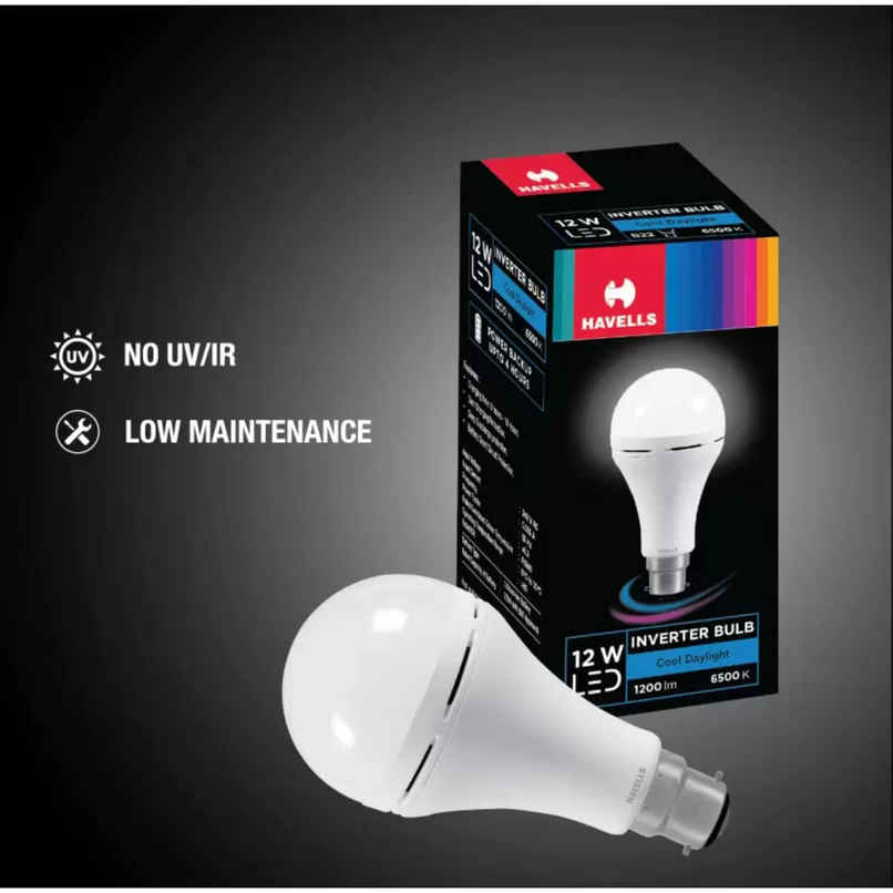Havells 12W LED Emergency Bulb | Cool Day White 6500K | Inverter Bulb for Home | 4 Hours battery