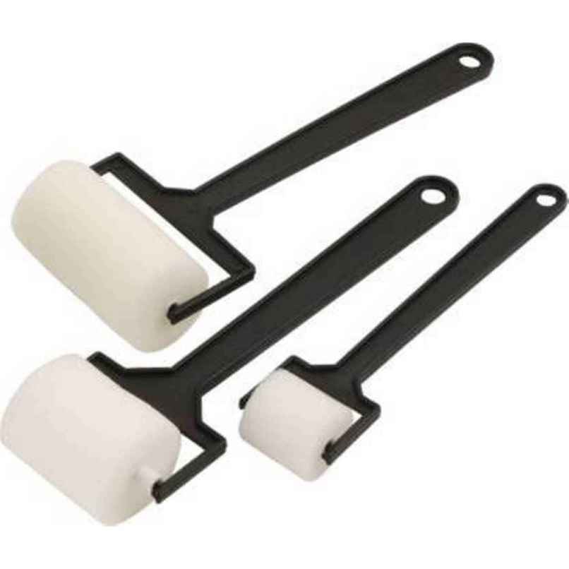 Chrome Plain Foam Roller Brushes For Painting, Art And Craft Projects, Set Of 3