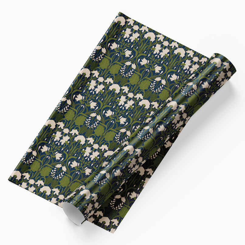 Tiger Notes Gift Wrap Botanical Flowers Blue