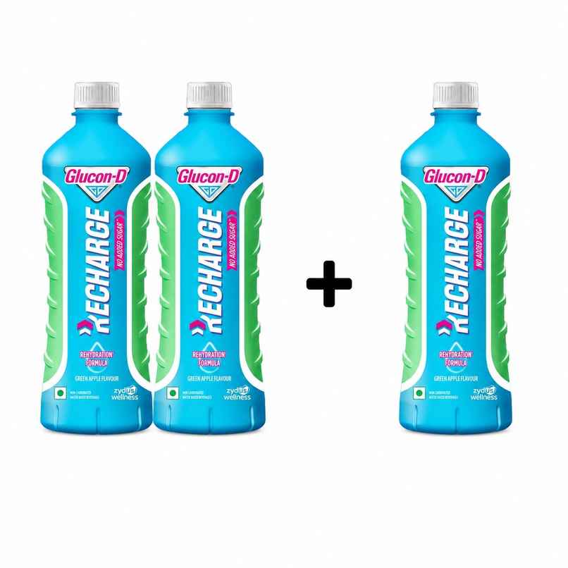 Glucon-D Recharge Green Apple Hydration Drink 500   X 3 Combo