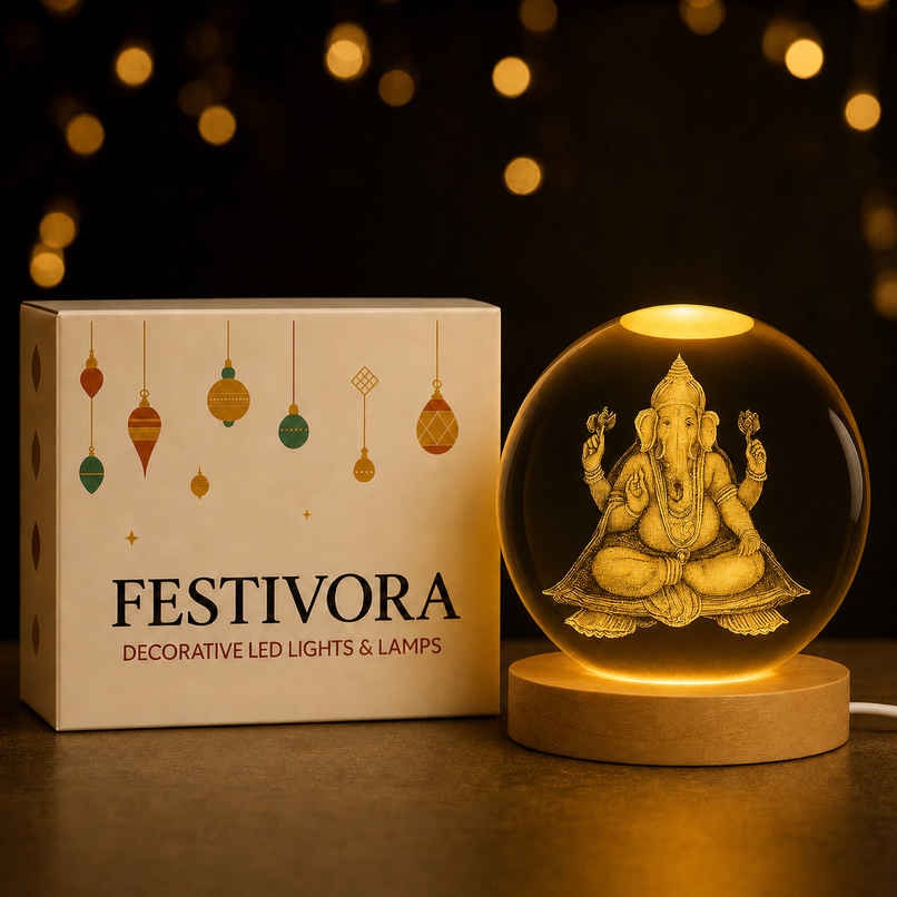 Festivora 3D Lord Ganesha Crystal Ball Night Led Lamp | Gifting | Home Decor Festivora 3D Lord Ganesha Crystal Ball Night Led Lamp | Gifting | Home Decor