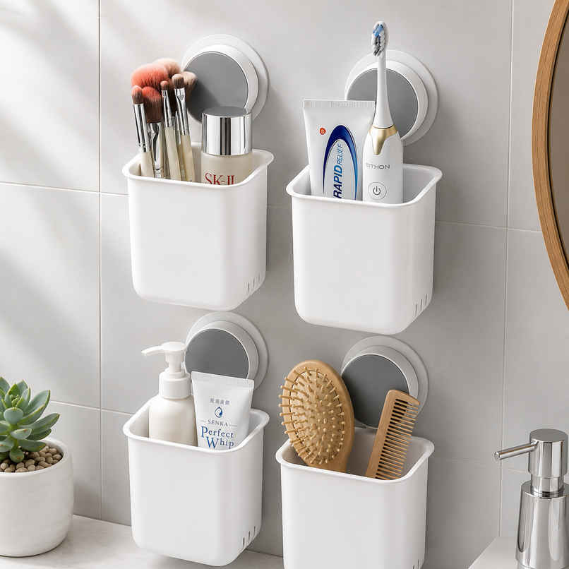 Perpetual Wall-Mounted Toothbrush Holder | Self-Adhesive for Bathroom | Pack of 4 Perpetual Wall-Mounted Toothbrush Holder | Self-Adhesive for Bathroom | Pack of 4