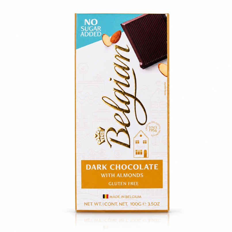 The Belgian Bar No Sugar Added Dark Chocolate Almonds
