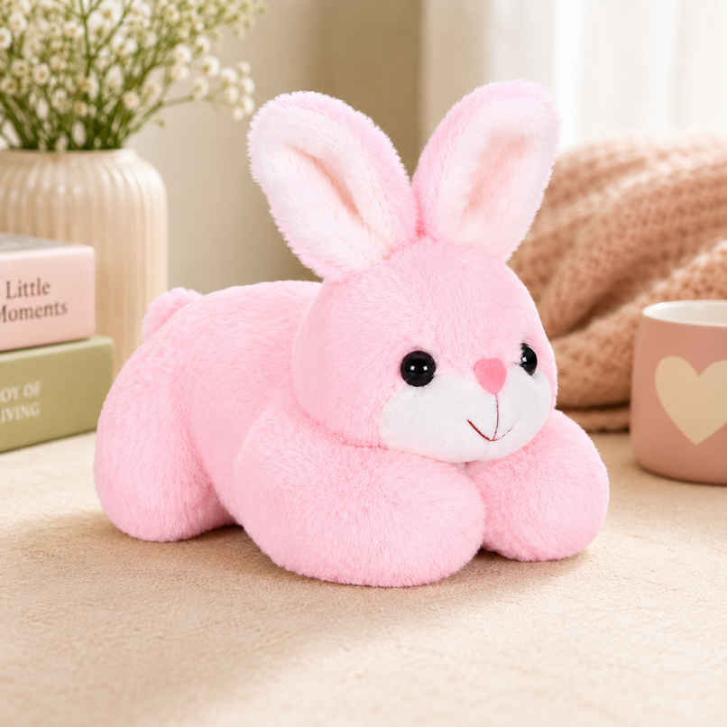 DearJoy Rabbit Plush Soft Toy - Pink, 26cm