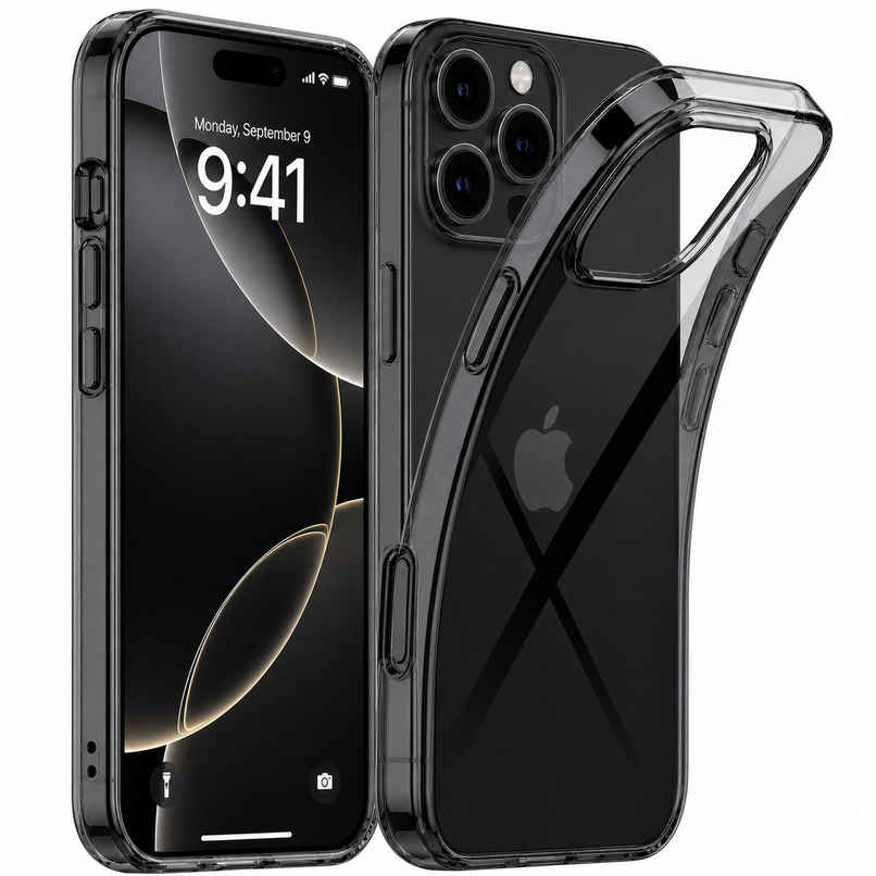 ExpressB For iPhone 16 Pro Max Case Cover Clear Transparent | Thin Soft Back - Clear Black ExpressB For iPhone 16 Pro Max Case Cover Clear Transparent | Thin Soft Back - Clear Black