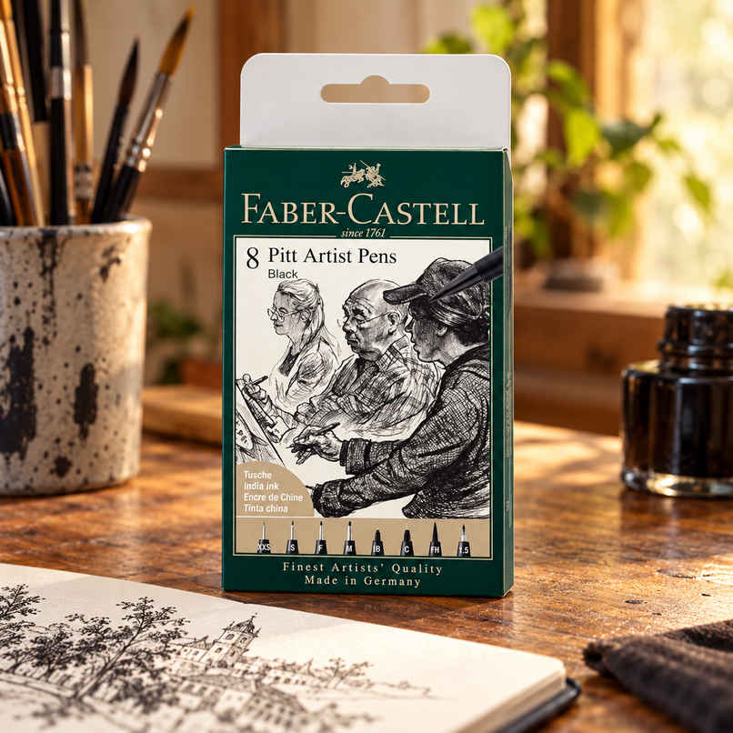 Faber-Castell Pitt Artist Pen | Set of 8 | XXS, S, F, M, B, C, FH, 1.5