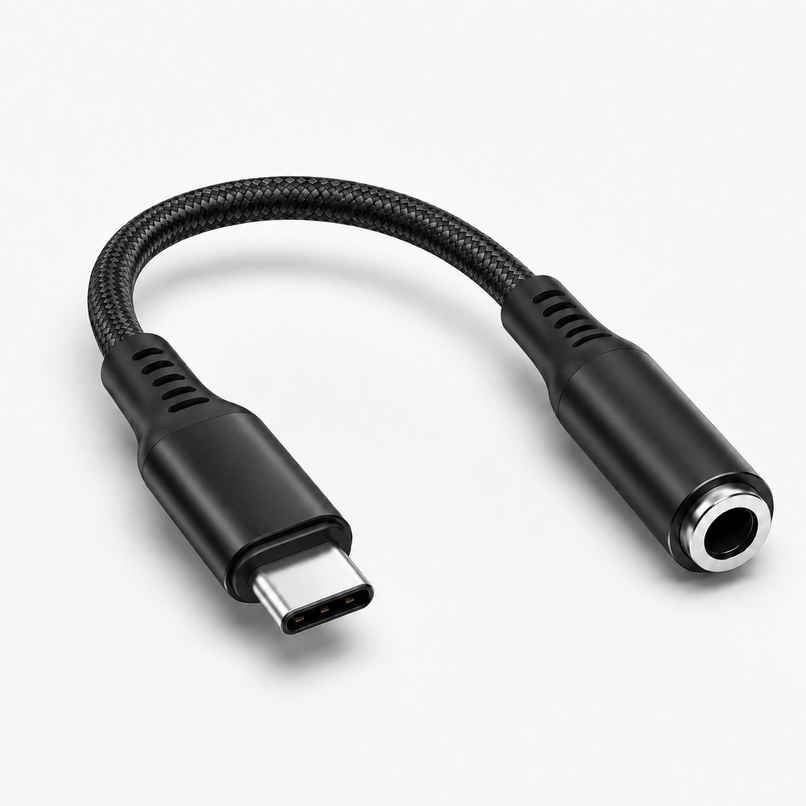 Ailkin Type-C to 3.5mm Audio Jack Connector|Adapter with DAC for Type C Phones [Black]