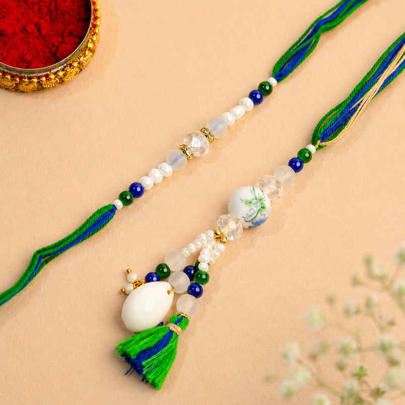 Bhaiya Bhabhi Rakhi | Beaded | Pack of 2 | Avyaan Rakhi Bhaiya Bhabhi Rakhi | Beaded | Pack of 2 | Avyaan Rakhi