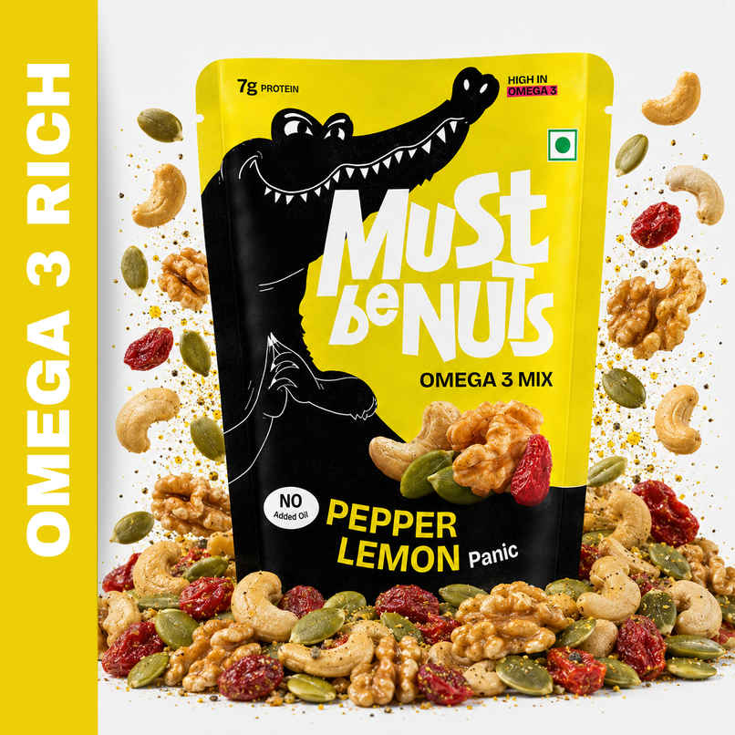 Must Be Nuts Pepper Lemon Panic Omega 3 Mix | Goodness of Walnuts Must Be Nuts Pepper Lemon Panic Omega 3 Mix | Goodness of Walnuts