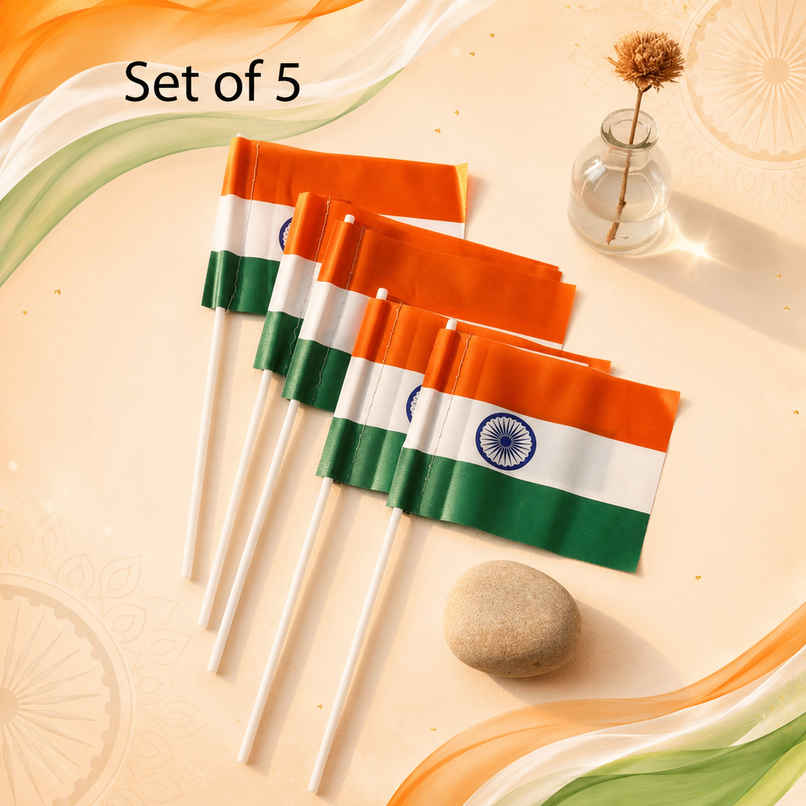 Mini Indian National Flags | Pack of 5 | Mad Over Prints Mini Indian National Flags | Pack of 5 | Mad Over Prints