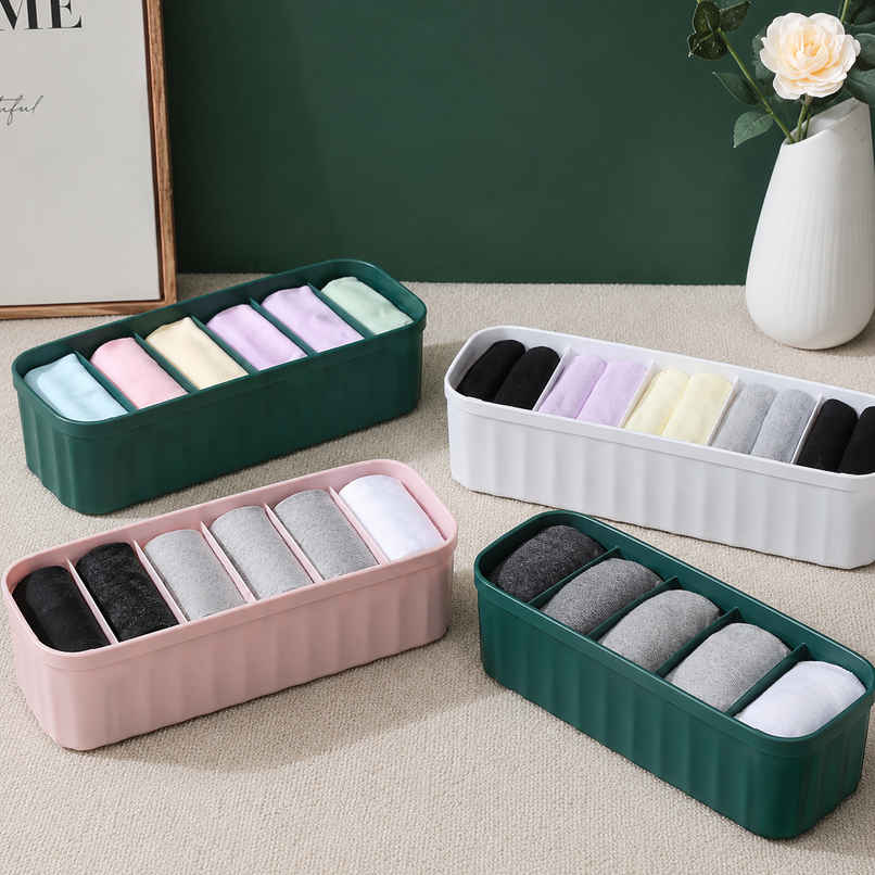 Perpetual Innerwear Organizer for Wardrobe | Multipurpose Divider for Socks | Bras | Pack of 4 Perpetual Innerwear Organizer for Wardrobe | Multipurpose Divider for Socks | Bras | Pack of 4