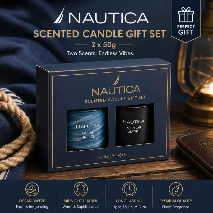 Nautica Scented Candle Gift Box | Ocean Breeze & Midnight Leather