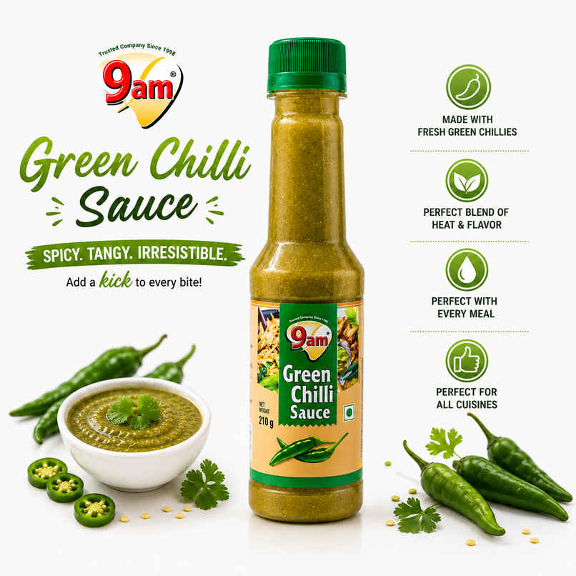 9am Green Chilli Sauce, Hot & Tangy Chilli Dip 9am Green Chilli Sauce, Hot & Tangy Chilli Dip
