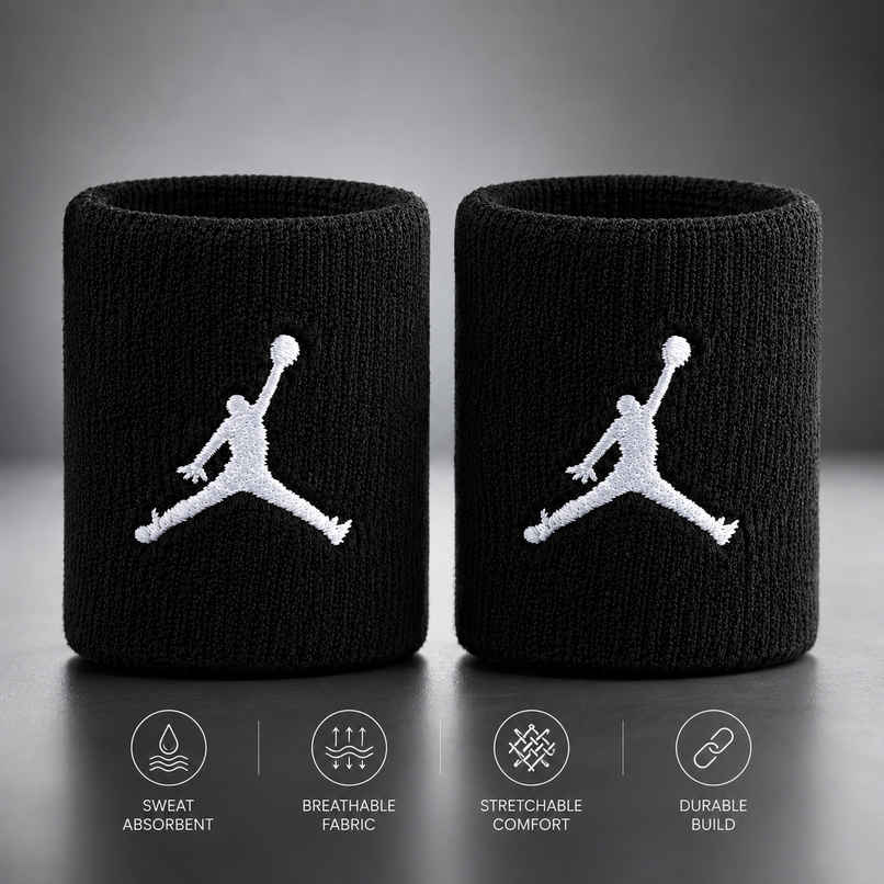NIKE Unisex Jordan Jumpman Wristbands | Sweat Absorbent | Running | Gym |Yoga & Other Sports |Black