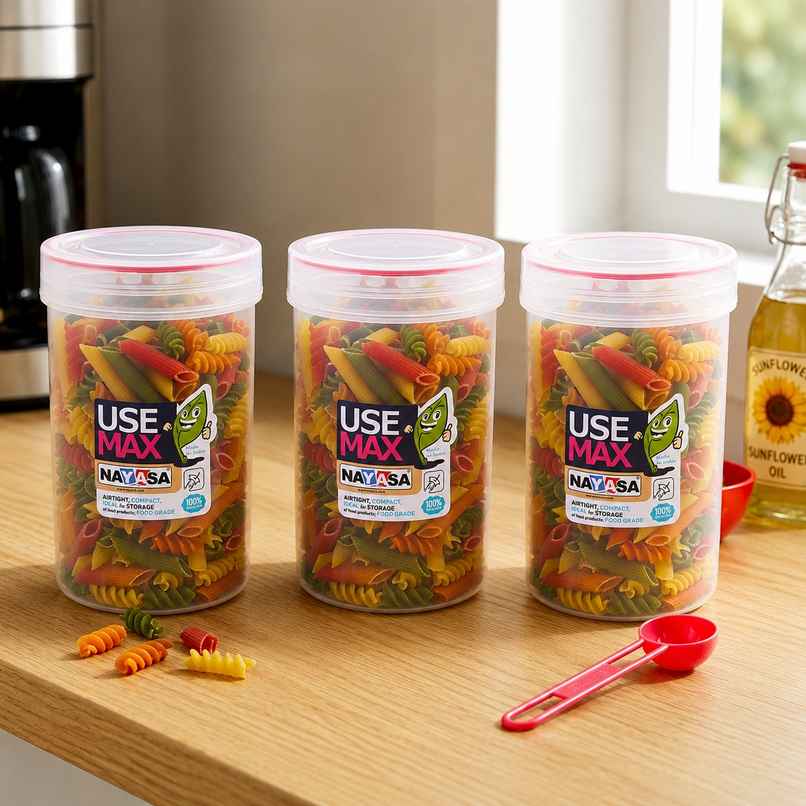Nayasa Use Max Glaze BPA Free Food Grade Airtight Kitchen Storage Stackable Containers | Pink - 700 ml Nayasa Use Max Glaze BPA Free Food Grade Airtight Kitchen Storage Stackable Containers | Pink - 700 ml
