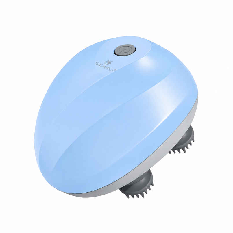 Sicaro RP201 Relax Pro Electric Rechargeable Scalp and Body Massager | Soft Silicone Bristles | Blue