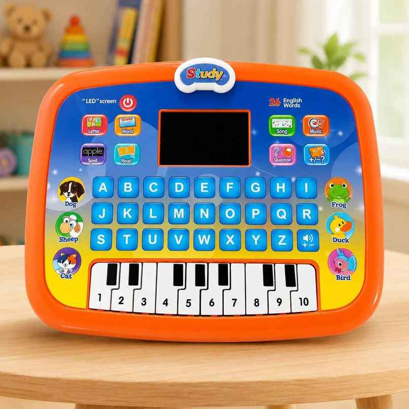 Fablue Educational Learning Tablet with Alphabet, Words, Spelling, Music, Piano Keys & LED Screen - Interactive Learning Toy for Kids - Orange Fablue Educational Learning Tablet with Alphabet, Words, Spelling, Music, Piano Keys & LED Screen - Interactive Learning Toy for Kids - Orange