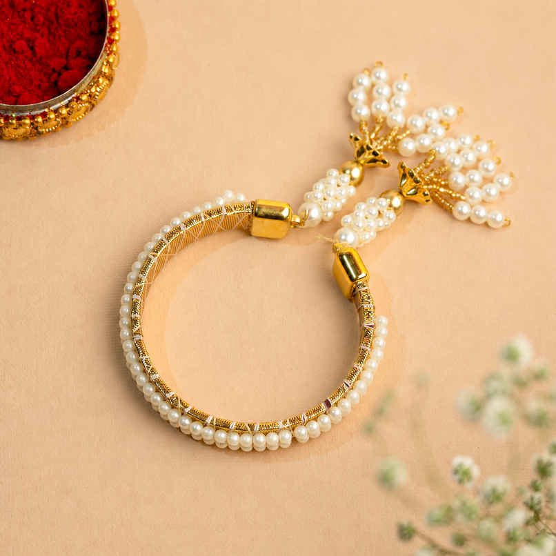 Lumba Rakhi for Bhabhi and Sister | with Roli Chawal | Pack of 1 | Tied Ribbons
