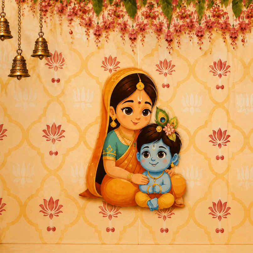 Laddu Gopal with Yashodha Maiya Backdrop | For Krishna Janmashtami | Diacraft Laddu Gopal with Yashodha Maiya Backdrop | For Krishna Janmashtami | Diacraft