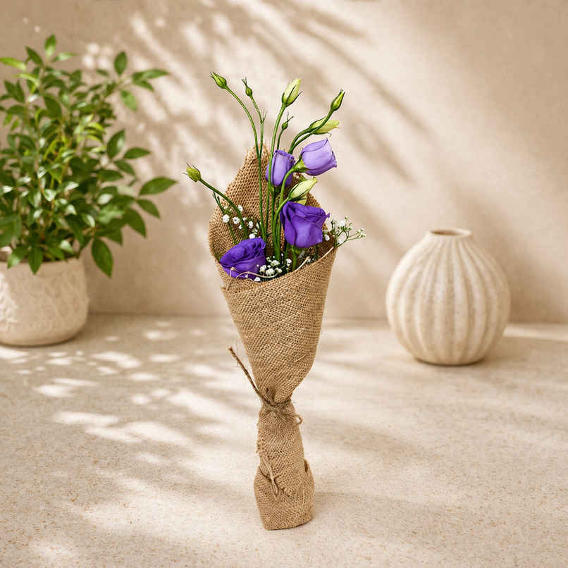 The Flora 3 Purple Eustoma Bouquet