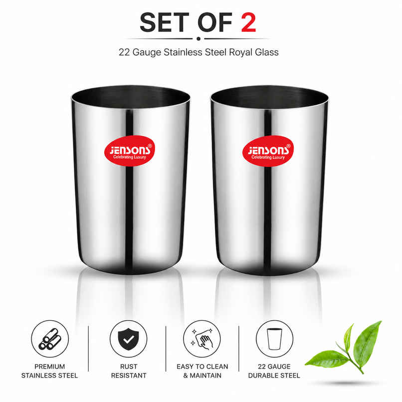 Jensons Stainless Steel Royal Drinking Glass | 300 ml Jensons Stainless Steel Royal Drinking Glass | 300 ml
