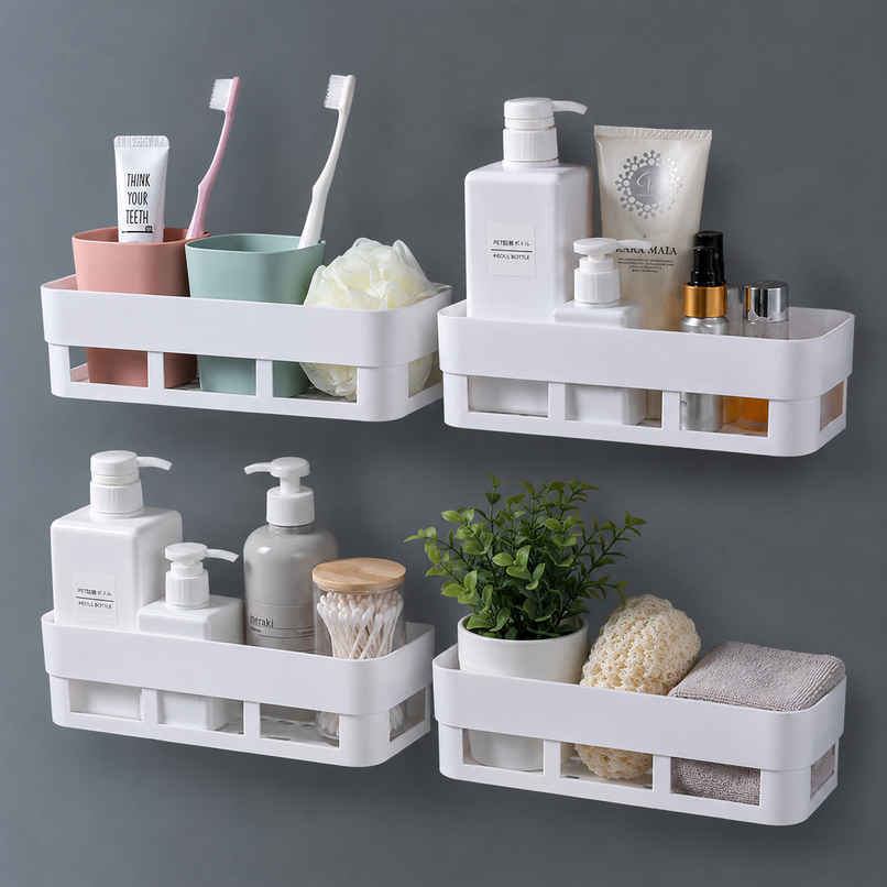 Perpetual Bathroom Organizer Shelf | Self-Adhesive Rack for Wall | Pack of 4 Perpetual Bathroom Organizer Shelf | Self-Adhesive Rack for Wall | Pack of 4