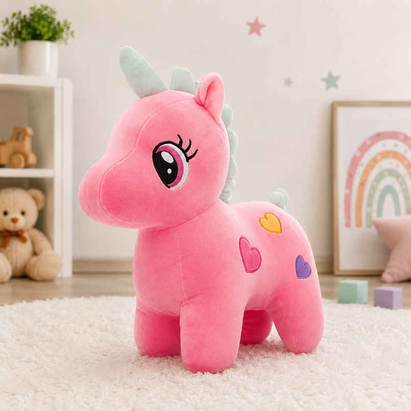 DearJoy Unicorn Plush Soft Toy - Pink, 25cm