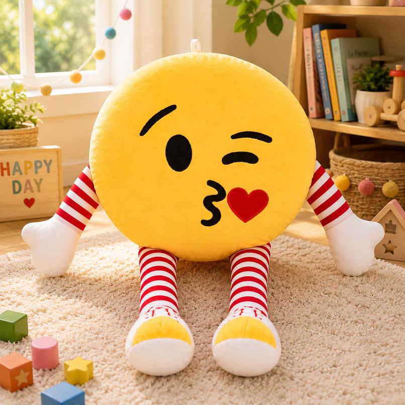 DearJoy Kissing Emoji Soft Toy - Yellow DearJoy Kissing Emoji Soft Toy - Yellow