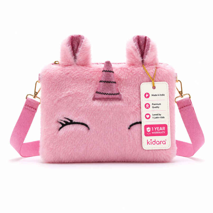 Kidara Unicorn Fur Kids Sling Bag | Rectangle | Pink Kidara Unicorn Fur Kids Sling Bag | Rectangle | Pink