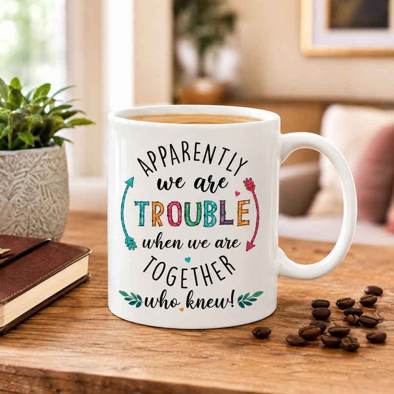 Sanjeev Kapoor by OGGN We Are Trouble & We Are Together Printed Mug | 350 ml Sanjeev Kapoor by OGGN We Are Trouble & We Are Together Printed Mug | 350 ml
